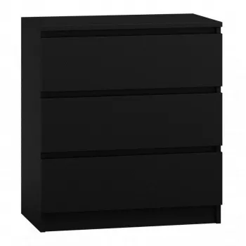 Cómoda Top e Shop M3 CZERŃ — 3 gavetas, aglomerado, 700×400×770 mm, preto