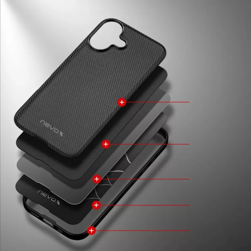 Capa de proteção Nevox StyleShell NYLO para iPhone 17, 6,3 polegadas, preto