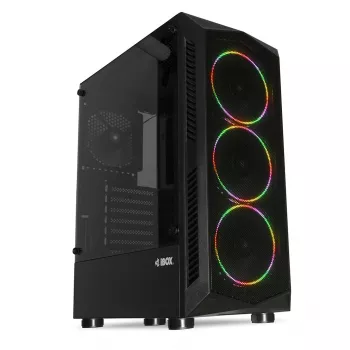 Caixa de PC IBOX LUPUS 27 Midi Tower ATX, vidro temperado, RGB, 455×200×380 mm, suporta ATX, GPU até 32 cm