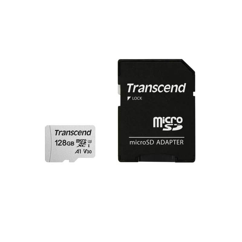 Memória flash Transcend 128 GB MicroSDXC SD300S com adaptador