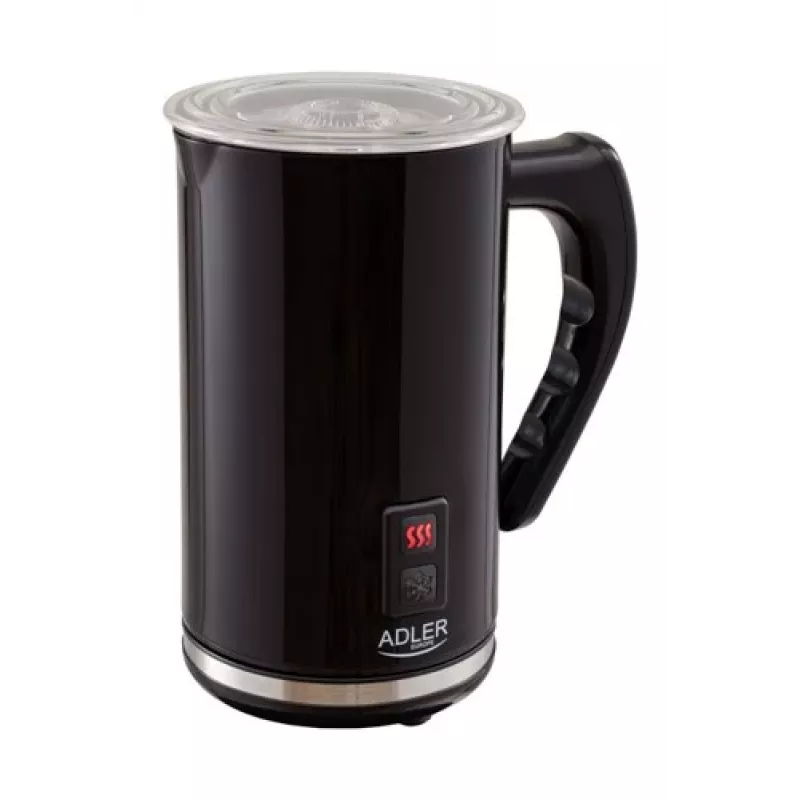 Espumador/aquecedor de leite automático Adler AD 4478 — recipiente em aço inoxidável, capacidade 240 ml, 500 W, quente e frio