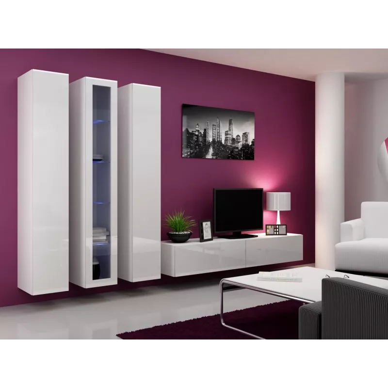 Conjunto de armários de sala Cama VIGO 2 branco/branco brilhante
