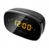 Muse M-150CR rádio-despertador, PLL FM, ecrã LED âmbar com regulador de brilho, alarme (rádio/besouro), 230 V com bateria de reserva 2x AAA, preto