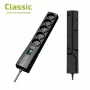 EVER CLASSIC T/LZ09-CLA015/0000 extensão com proteção contra sobretensões, 5 tomadas tipo E, 250 V, cabo de 1,5 m, com interruptor, proteção para crianças, preta