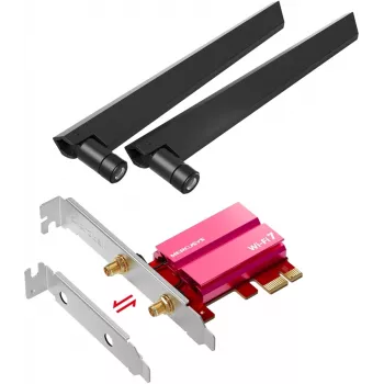 Adaptador PCIe Tri-Band WiFi 7 MERCUSYS MA47BE — conectividade WLAN de alta velocidade