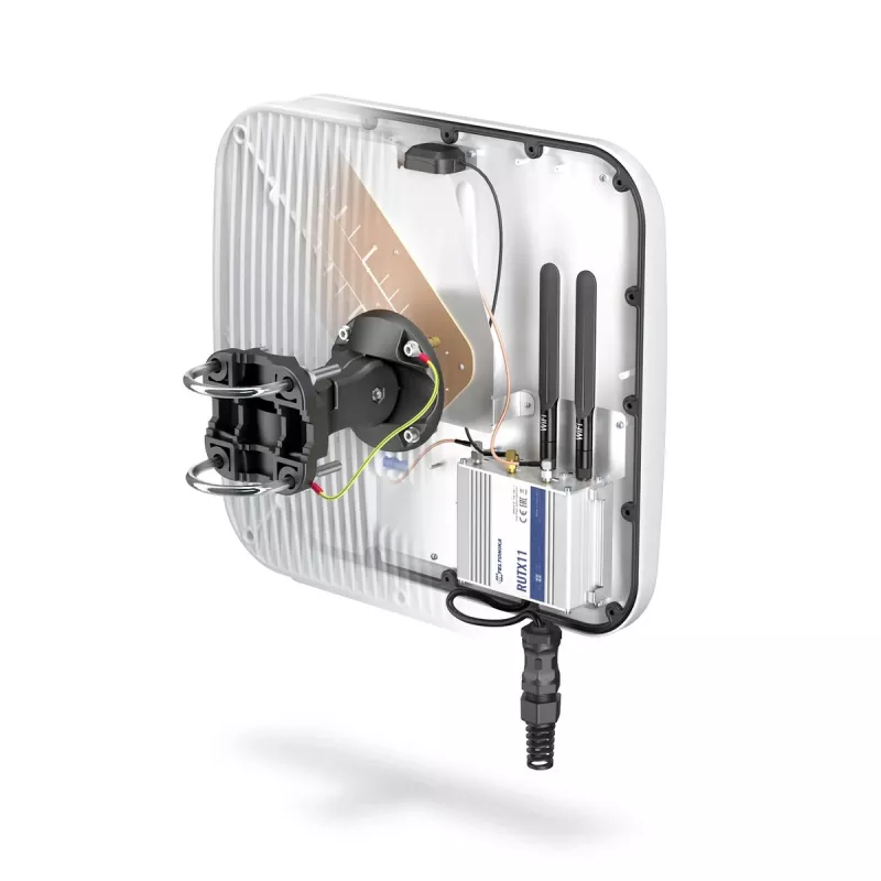 QuWireless QuMax XR AXRL antena LTE direcional, 7 dBi, dupla polarização, PoE/LAN, IP67, para Teltonika RUT240/950/955/X09/X11, branca