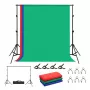 Conjunto de tripés de fundo Puluz PKT5204 2×2 m com 3 fundos — conjunto de suportes de fundo de estúdio