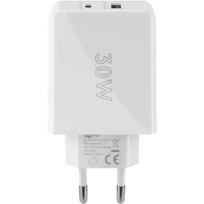 Goobay Carregador Rápido Dual USB-C™ PD (Power Delivery) (30 W) (61674)