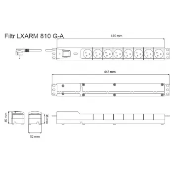 LESTAR LXARM 810 G-A K.:CZ 1,5M 19PDU preto 8 tomada(s) AC 230 V 1,5 m