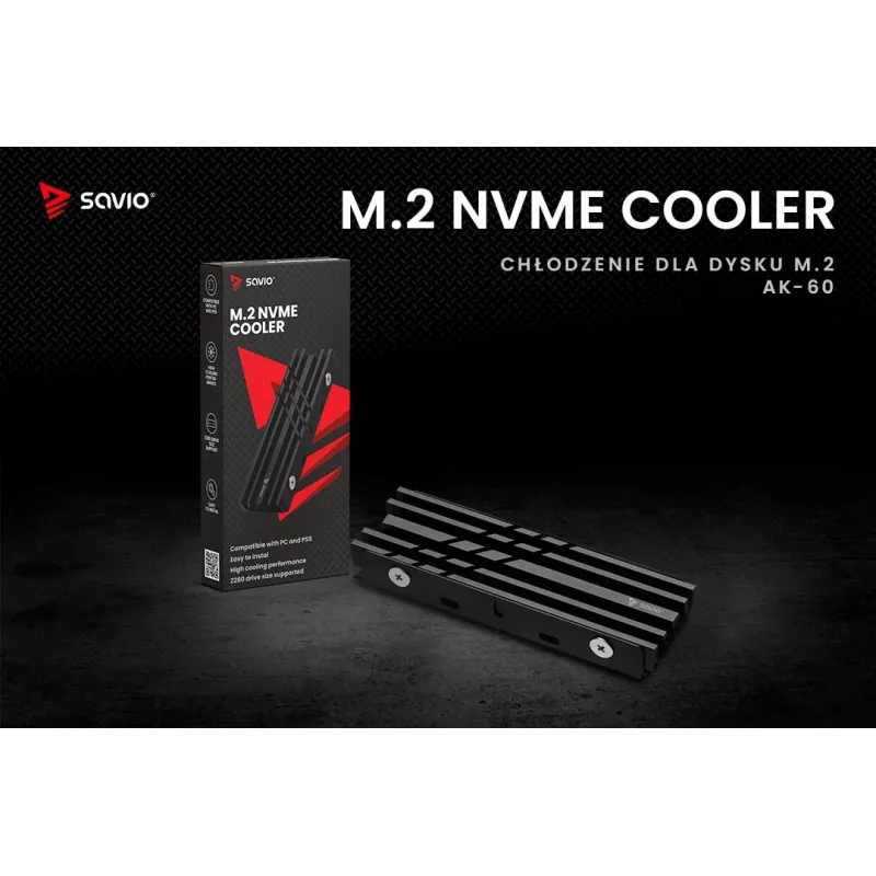 SAVIO AK-60 dissipador para unidades M.2 NVMe 2280, preto