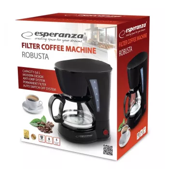 Máquina de café de filtro ESPERANZA EKC006, depósito de água de 0,6 l, 650 W, preto, para bancada