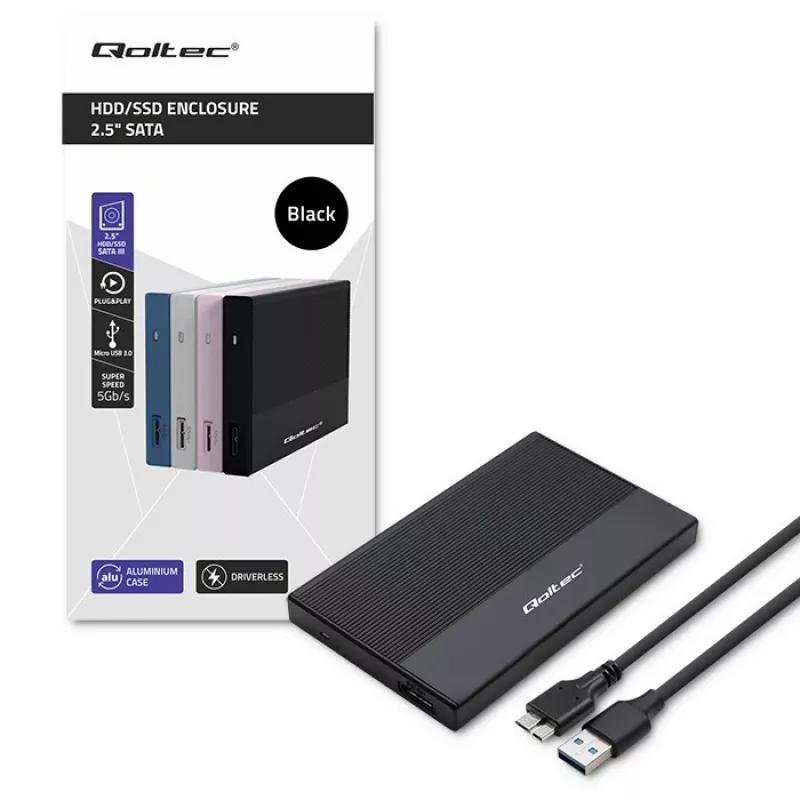 Caixa para SSD/HDD SATA de 2,5 polegadas QOLTEC 52277 USB 3.0