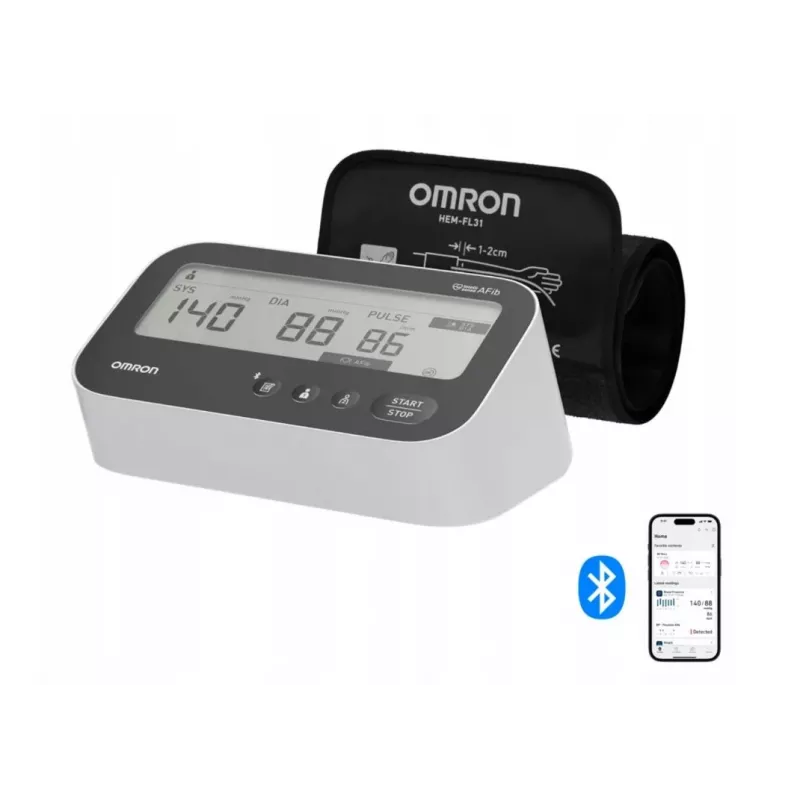 Medidor de tensão arterial de braço OMRON M4 Connect Afib