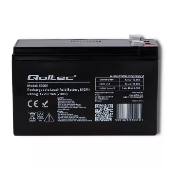 Bateria UPS QOLTEC 53031 12V 9Ah verde, 152×94×65 mm, 2,35 kg