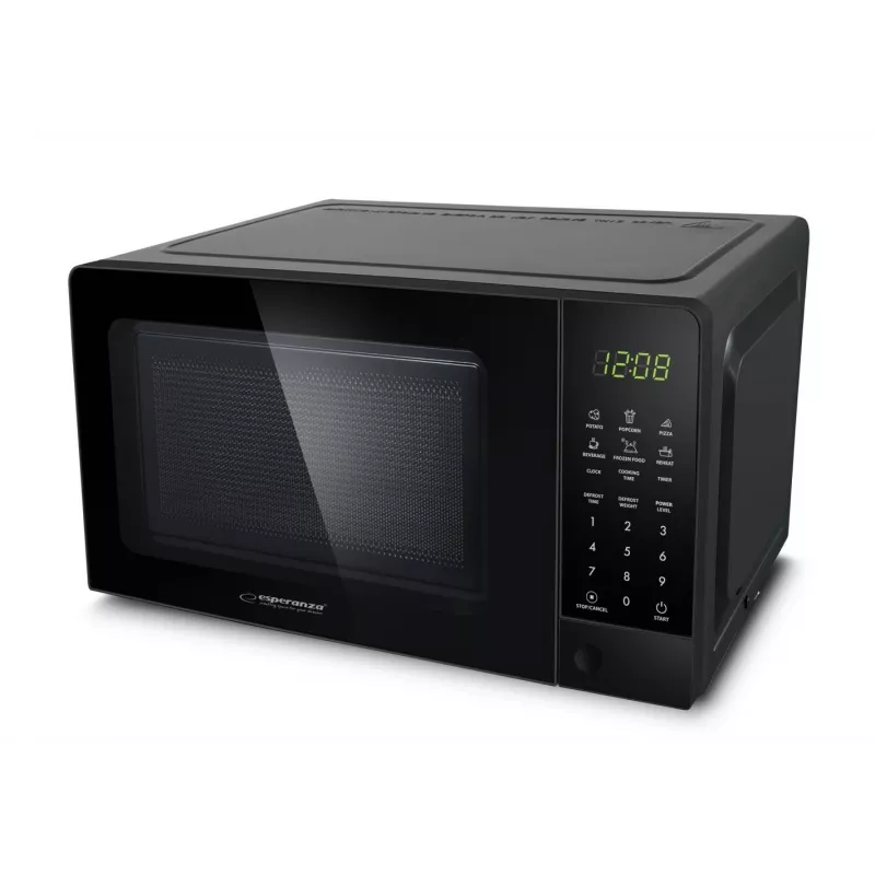 Esperanza EKO009 Horneado micro-ondas solo, de bancada, 700 W, 20 l, prato giratório de 24,5 cm, preto