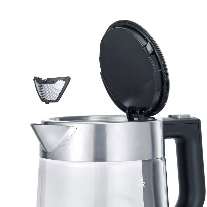 Severin WK 3468 chaleira elétrica 1 L 2200 W preto, aço inoxidável, transparente