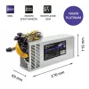 Fonte de alimentação Qoltec 50350 1850W PCI-E | 80 Plus Platinum | Gaming Miner