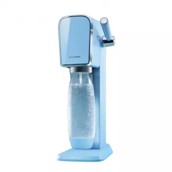 Máquina de gaseificar SODASTREAM Art Blue Steel — garrafa de plástico de 1 L, carbonatador de 60 L, 173×245×430 mm