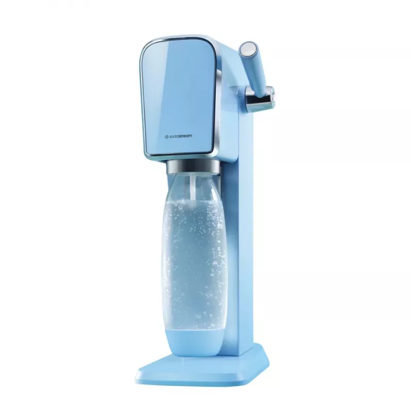 Máquina de gaseificar SODASTREAM Art Blue Steel — garrafa de plástico de 1 L, carbonatador de 60 L, 173×245×430 mm