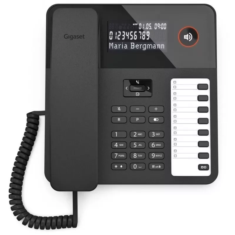 Telefone analógico Gigaset DESK 600 com identificação de chamadas preto