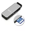 Hama 123900 leitor de cartões USB 3.0 SD/microSD, alumínio, preto/prateado