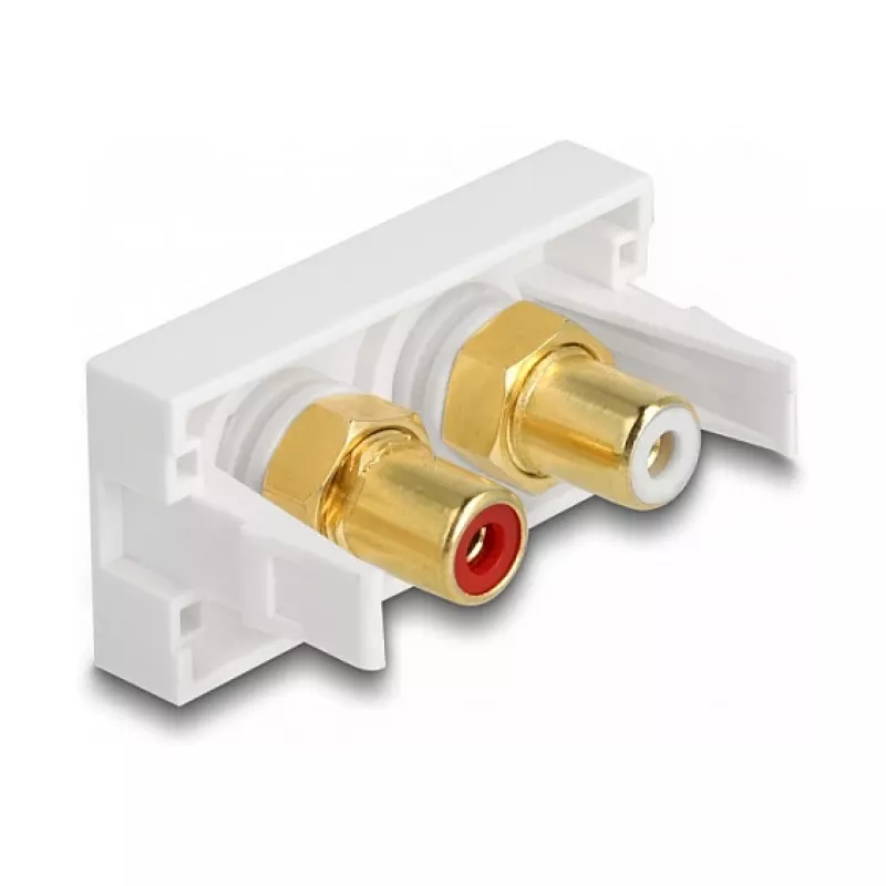 Tomada DeLOCK Easy 45 2 x RCA branco ABS
