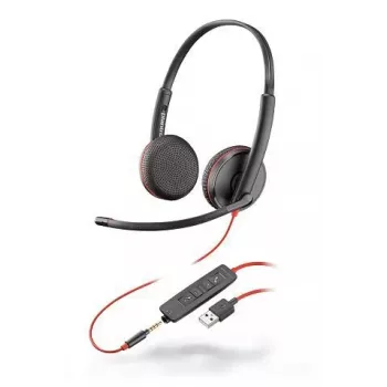 Headset HP Poly Poly Blackwire C3225 USB - Série 3200 - Headset - On-Ear - com fios - USB, jack 3,5 mm - Isolamento acústico (209747-101)