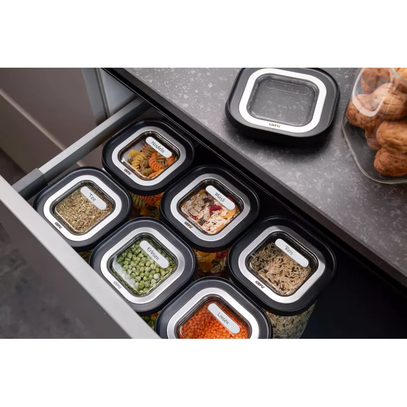 Conjunto de 4 recipientes herméticos e empilháveis GEFU G-12806, caixas de conservação de alimentos, reutilizáveis