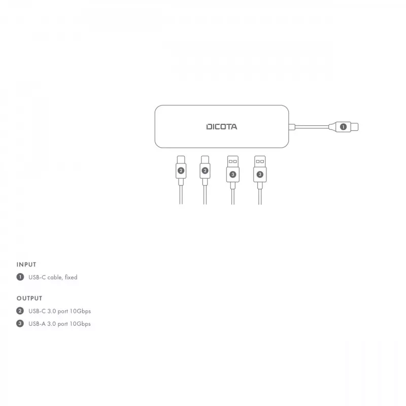 Hub USB Type-C DICOTA D32061 10000 Mbit/s Prateado