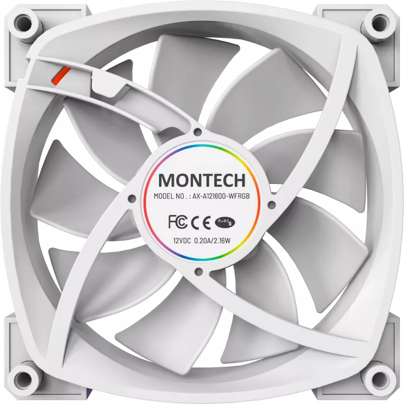 Ventoinha de caixa Montech AX120 120mm PWM ARGB, pack de 3, branco