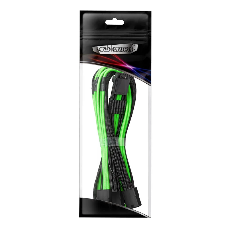 Cabo CableMod 12VHPWR para 3× PCIe ModMesh 45 cm, preto/verde-claro
