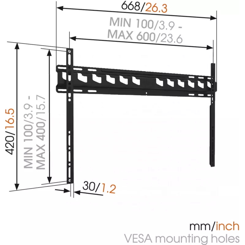 Vogels | Suporte de parede | MA4000-A1 | Fixo | 40-80 | Capacidade máxima 80 kg | preto
