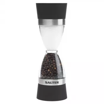 Moinho de sal e pimenta mecânico Salter 7611 BKXRUP1 2-em-1 moagens ajustáveis aço inoxidável