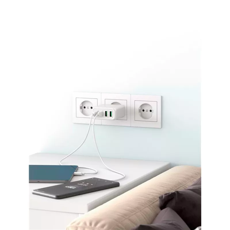 Goobay 64818 carregador para dispositivos móveis auscultadores - portátil - smartphone branco AC carregamento rápido interior (64818)