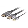 Adaptador de cabo de vídeo Lanberg CA-HDDP-20CU-0018-BK 1,8 m DisplayPort HDMI + USB preto, prateado