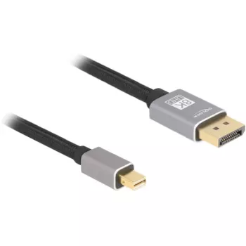 Cabo DisplayPort Delock - Mini DisplayPort (macho) para DisplayPort (macho) - DisplayPort 1.4 - 3,0 m - Suporta 8K 60 Hz - preto, cinzento (81093)