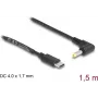 Cabo de alimentação USB Type-C DeLOCK para ficha DC 4,0 x 1,7 mm, angular, 1,5 m