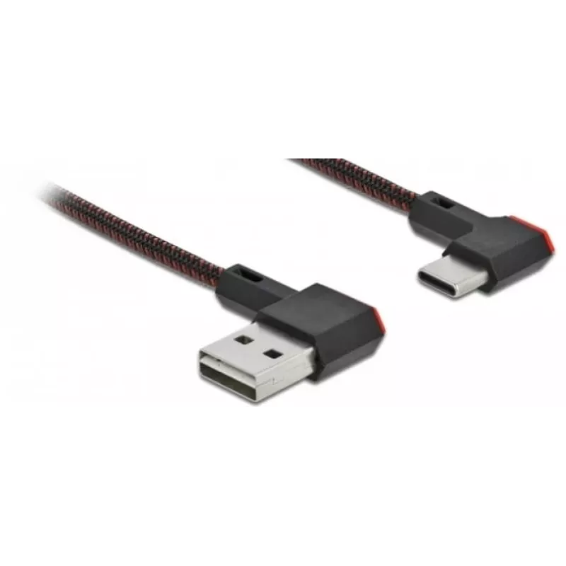 Cabo USB DeLOCK EASY-USB 2.0 ficha Type-A para ficha Type-C angular 0,2 m preto