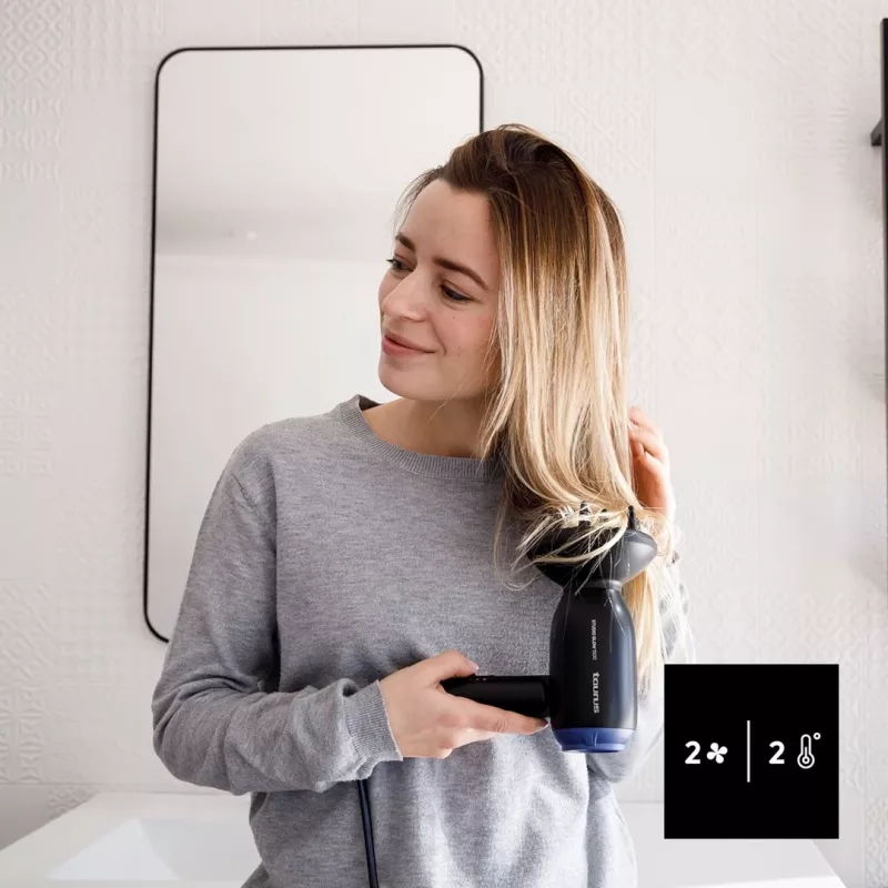 Secador de cabelo Taurus Studio Glow 1500 — 1400 W, 3 níveis de calor, 2 velocidades, dobrável, pendurável, preto