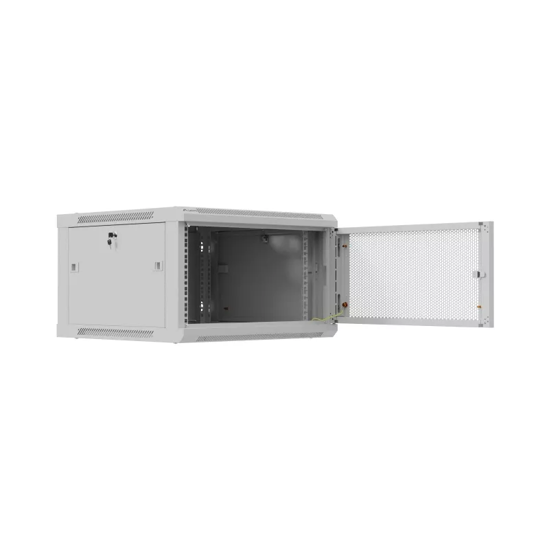 Armário rack 19 polegadas 6U 600x600 cinzento perfurado
