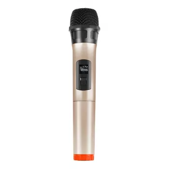 Microfone dinâmico sem fios UHF PU628J com ecrã LED (dourado)