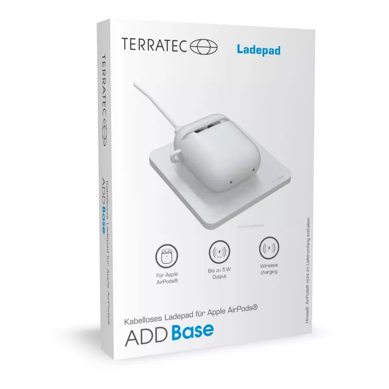 Terratec ADD Base Base de carregamento sem fios para AirPods, 5 W, branco