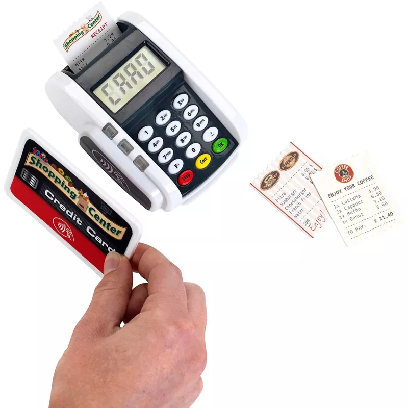 Terminal POS com luz e som, brinquedo de faz de conta
