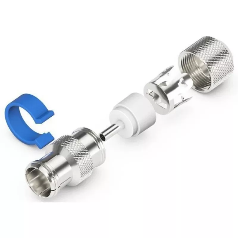 Tomada IEC/coaxial de instalação fácil (prateado/azul, 6,5 - 8,0 mm)