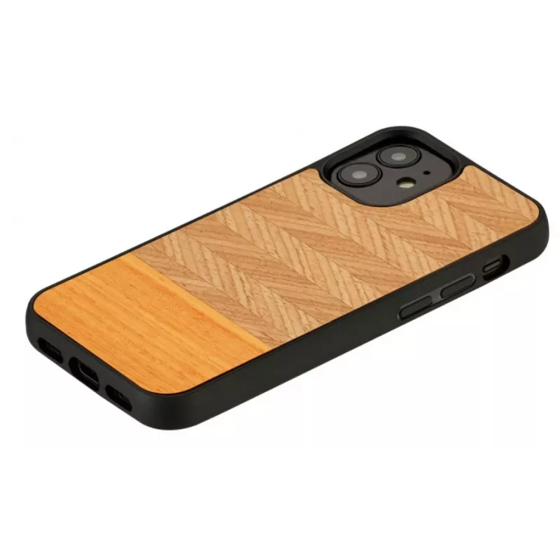 Capa para telemóvel Man and Wood para iPhone 12 mini, espinha de peixe arancia preto