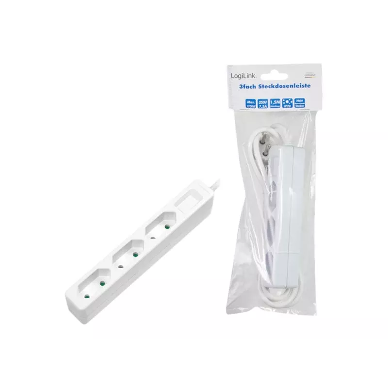 Extensão elétrica LogiLink LPS229 1,5 m 3 tomadas AC interior branco