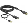Adaptador de cabo de vídeo DeLOCK 85966 5m HDMI tipo A DisplayPort USB Type-A preto