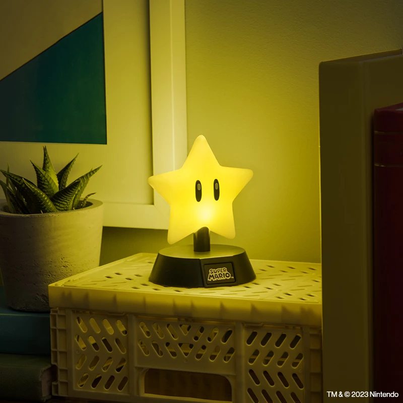 Candeeiro de mesa Paladone Super Mario Super Star Icon Light — luz noturna LED decorativa