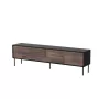 Móvel de TV cama meble CORTINA 4D 200x40x55 cm, tampo superior preto, frentes cor de nogueira