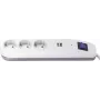 Régua de tomadas REV ICE 3 tomadas com portas USB e interruptor, cabo de 1,4 m, branco
